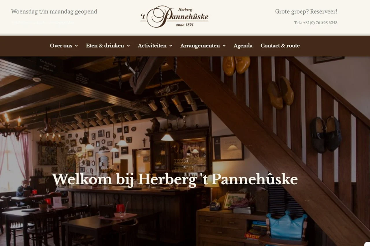 Website Herberg 't Pannehûske
